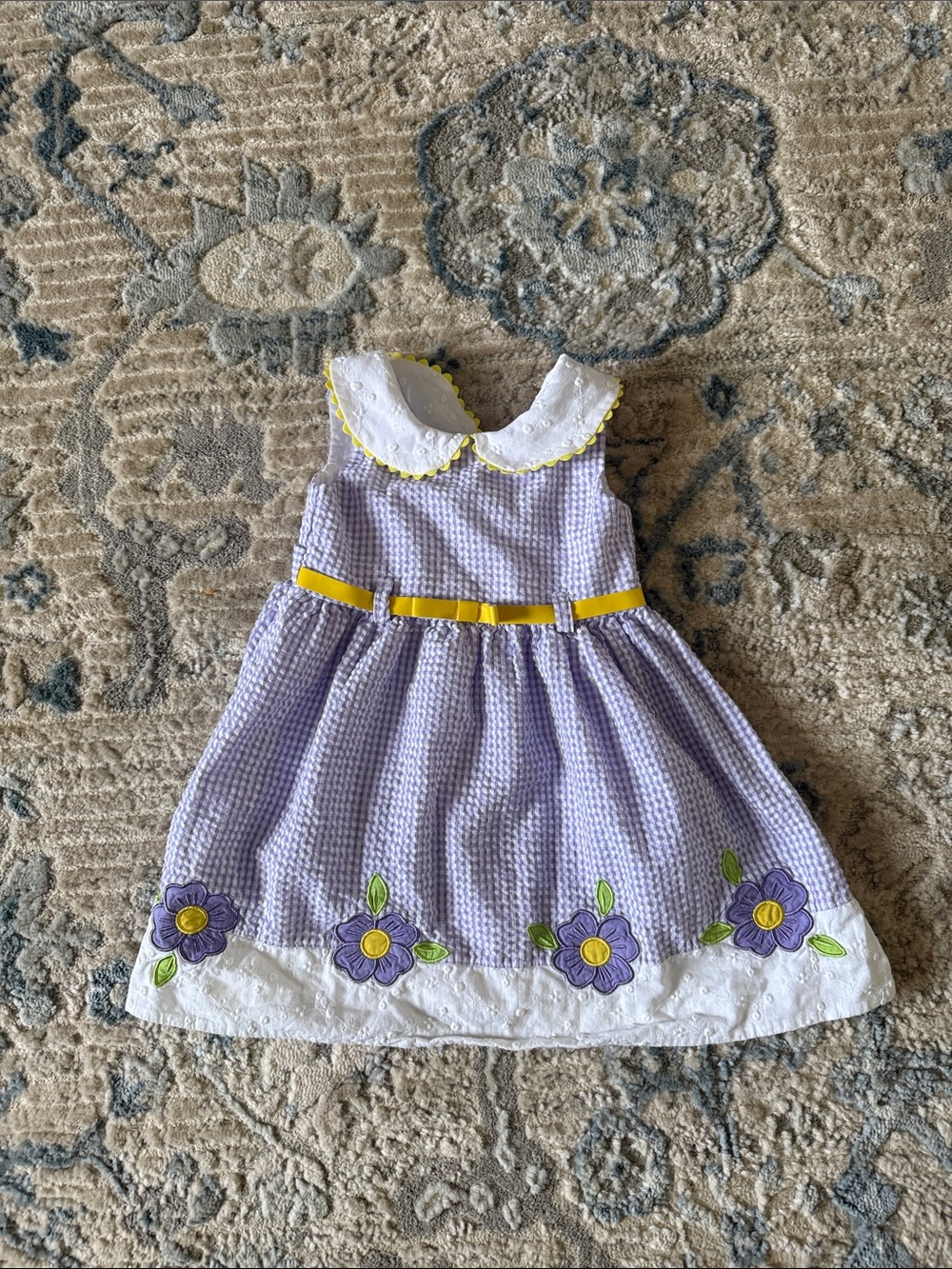 Blueberi Boulevard Lavender Floral Dress with Yellow Accents - Kids
